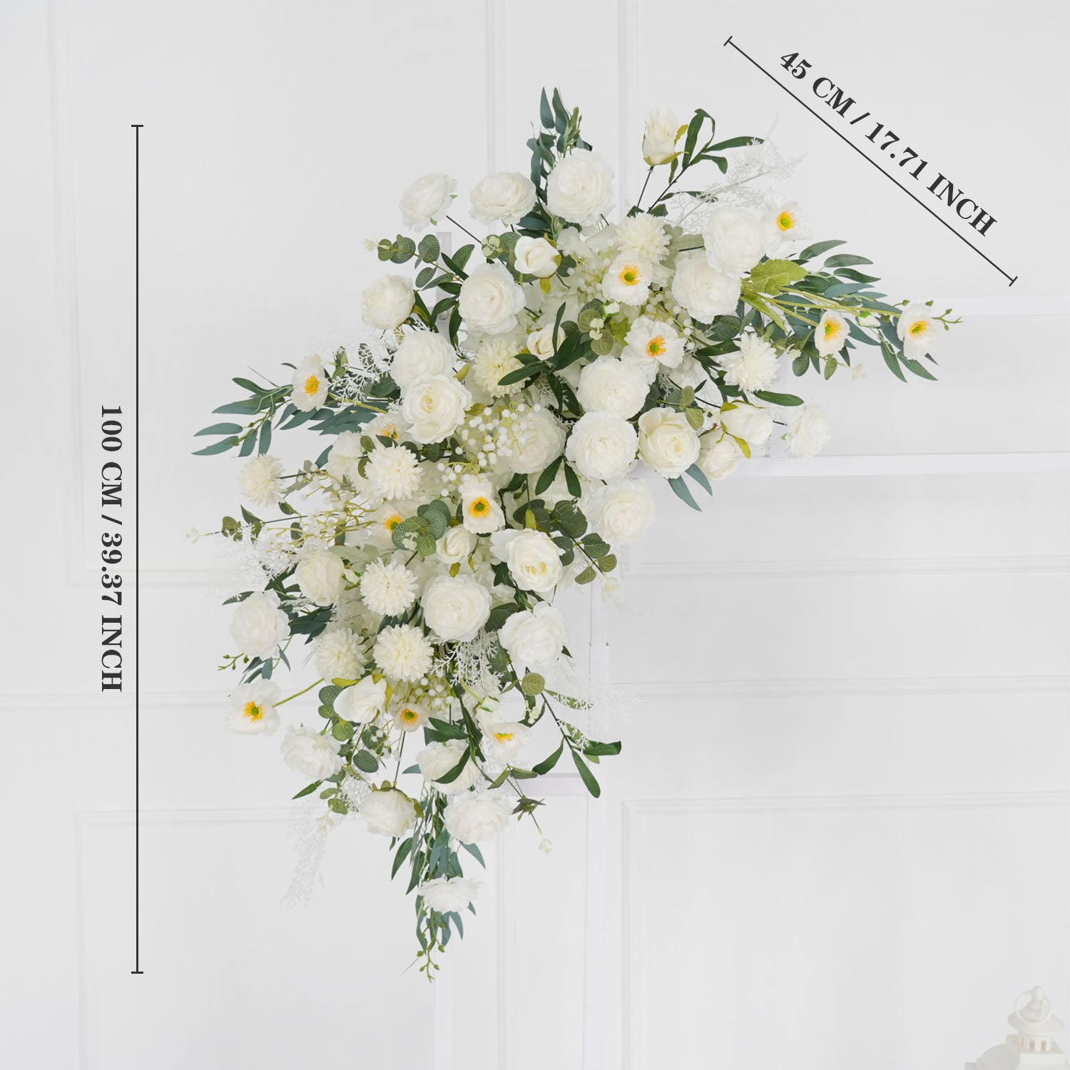 Artificial White Green Wedding KT Backdrop Flower Row Decor